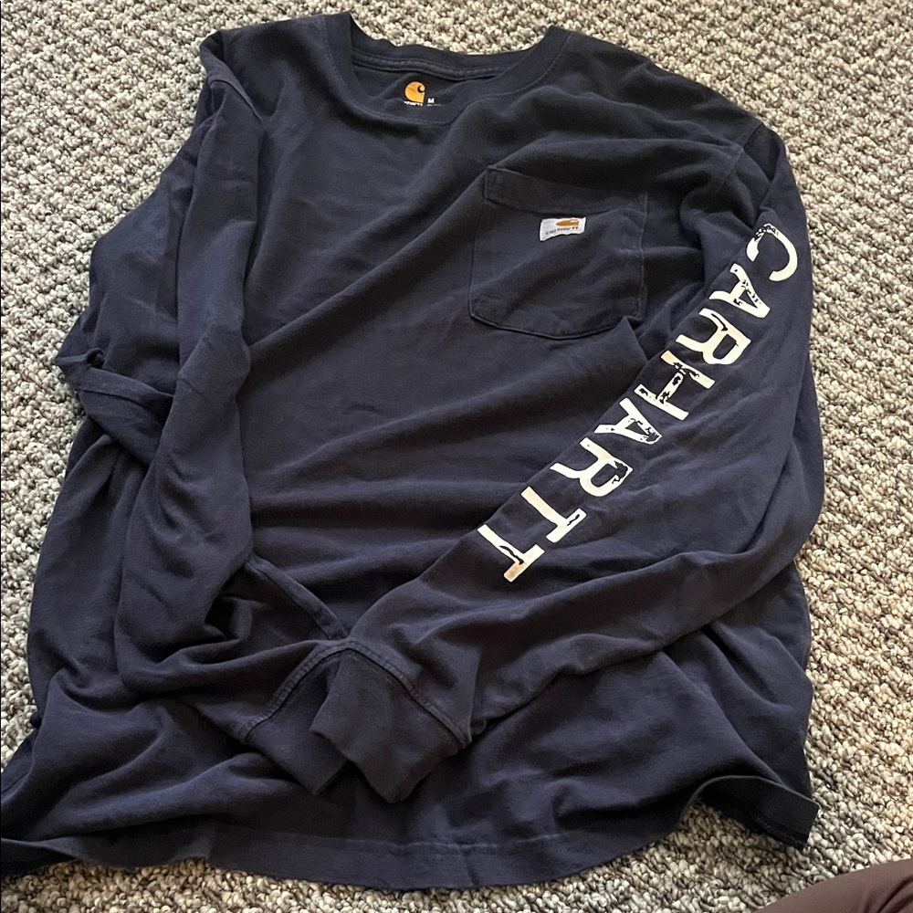 Carhartt Dark Blue Logo Sleeve Shirt